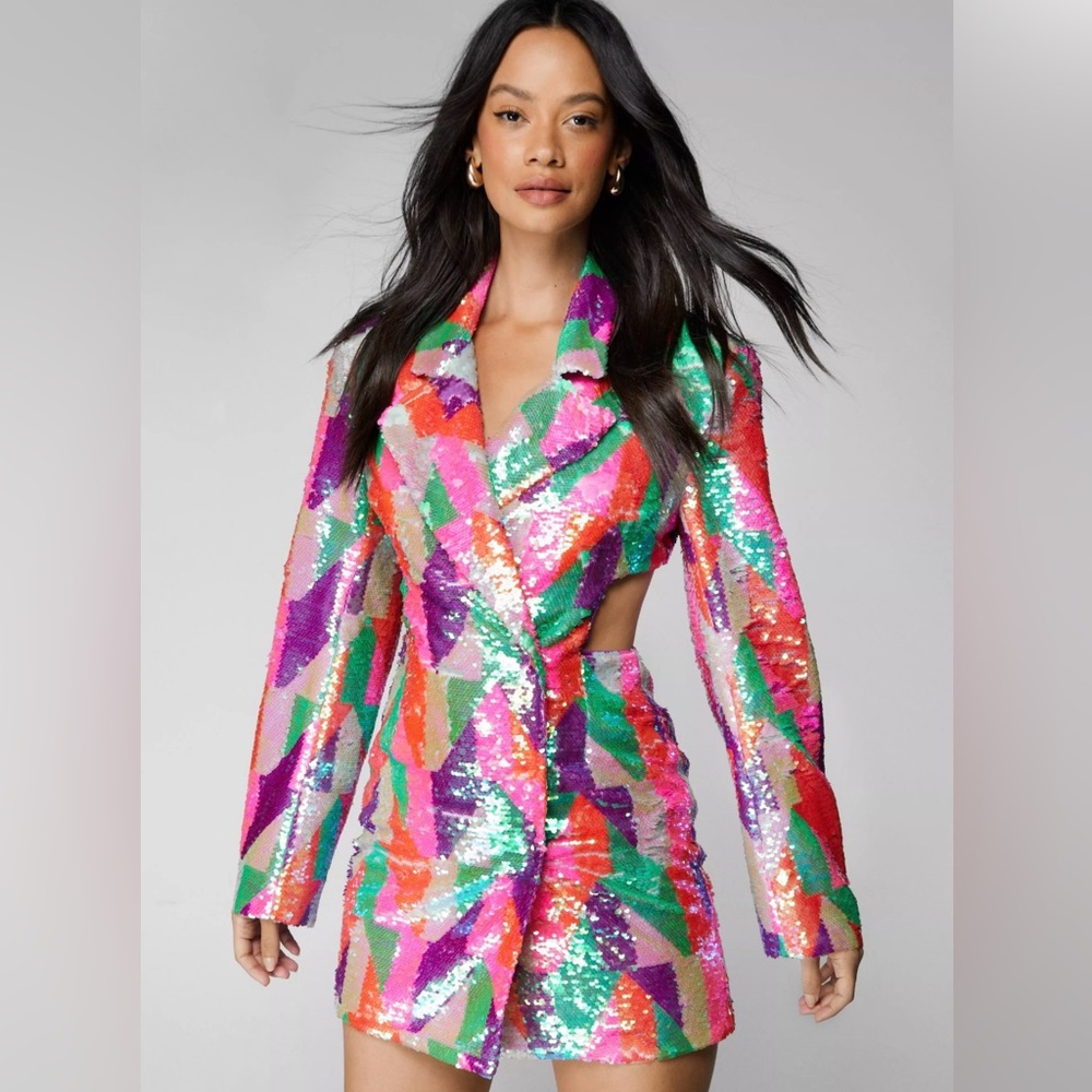 Multicolored Sequin Blazer Dress